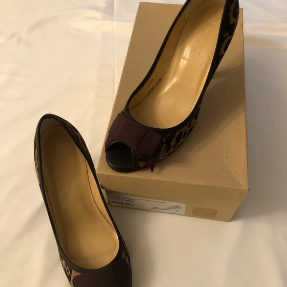 J Crew Isabella 6 1/2 Ocelot Leopard Peep-toe Pony Heels - Picture 10 of 14